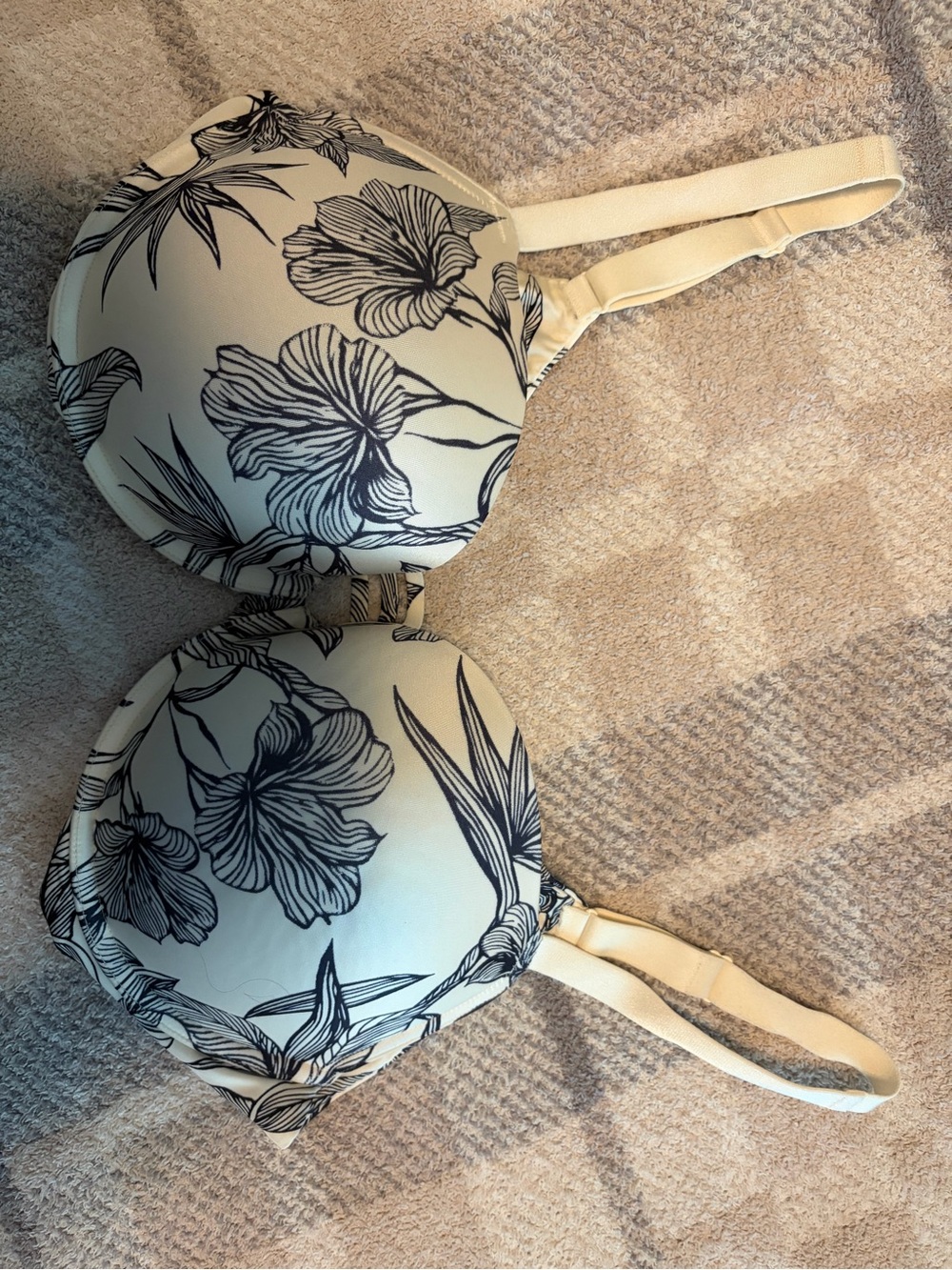 Soma Cream Bra with Blue Floral Print